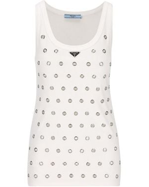 Prada Cut-Out Detailed Sleeveless Top - White