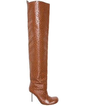 Acne Studios 100Mm Ostrich-Print Stiletto Boots - White