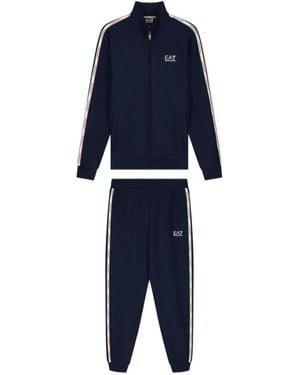 EA7 Italian Spirit Cotton-Blend Tracksuit - Blue