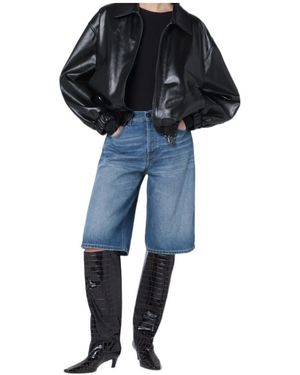 Haikure Long Denim Bermuda Shorts - Black