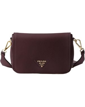 Prada Leather Shoulder Bag - Purple