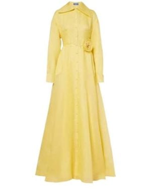 Leo Josephine Floral Silk Gown - Yellow
