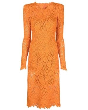 Ermanno Scervino Macrame Lace Midi Dress - Orange