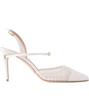 Jennifer Chamandi Leather-Trimmed Lace Court Shoes - White