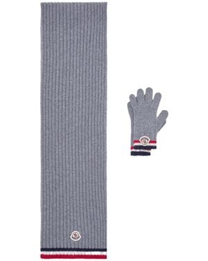 Moncler Scarf And Gloves Set - Blue