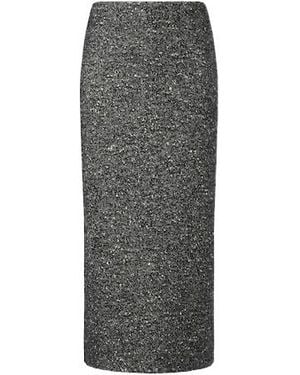 Valentino Chevron Wool-Blend Bouclé Pencil Skirt - Gray