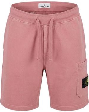 Stone Island Drawstring Fleece Shorts - Red
