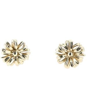 Dries Van Noten Sculpted Flower Earrings - Metallic