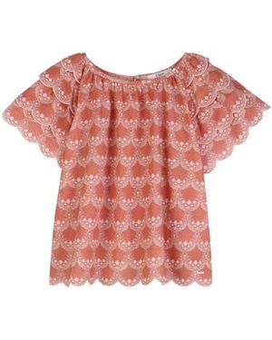 Chloé Scalloped Ruffled Top - Red