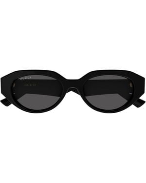 Gucci Geometric Oval Sunglasses - Black