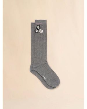 Marni Cotton Socks With Daisy Appliqués - Natural