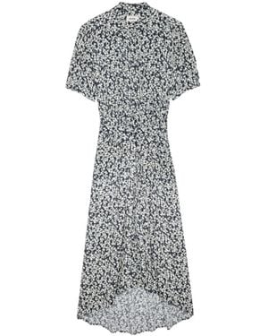 Zadig & Voltaire Rima Floral-Print Midi Dress - Gray