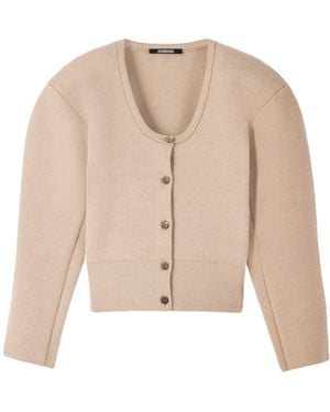 Jacquemus The Doppio Knitted Cardigan - Natural