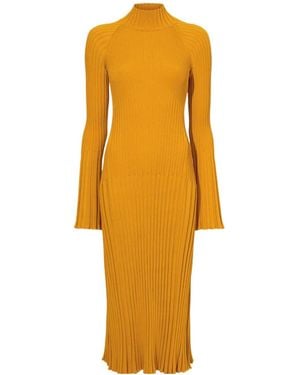 Proenza Schouler Roll-Neck Ribbed Midi Dress - Yellow
