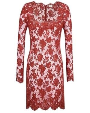 Saint Laurent Square-Neck Dress - Red
