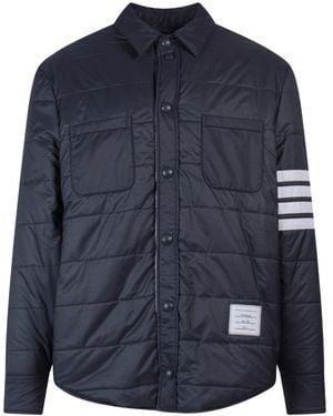 Thom Browne 4-Bar Quilted Shirt Jacket - Blue