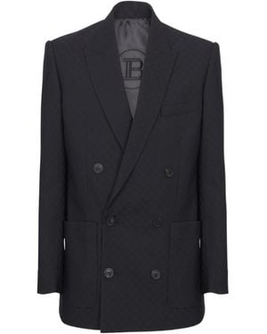 Balmain Double Breasted Tailored Jacket - Blue