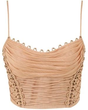 Zimmermann Rebellion Beaded Crop Top - Natural