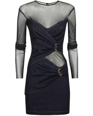 Versace Jeans Couture Long-Sleeved Denim Dress - Gray