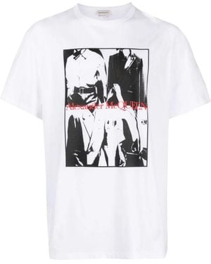McQueen Logo Printed Crewneck T-Shirt - White
