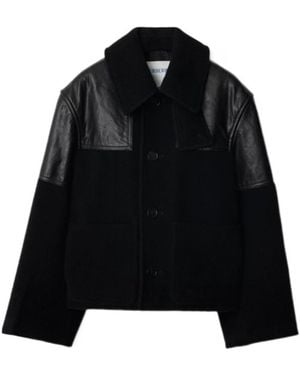 Burberry Panelled Leather-Wool Jacket - Black