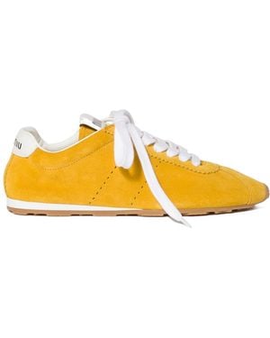 Miu Miu Plume Suede Sneakers - Yellow