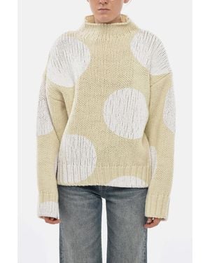 Max Mara Geometric Pattern Turtleneck Sweater - Natural