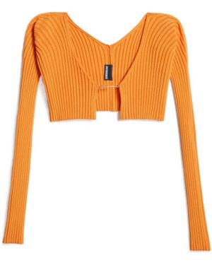 Jacquemus Logo-Embellished Cropped Cardigan - Orange