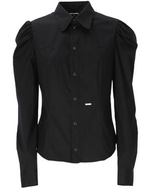 DSquared² Logo-Plaque Button-Up Shirt - Black
