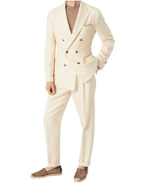 Brunello Cucinelli Long-Sleeved Suit Jacket And Trousers Two-Piece Set - Natural