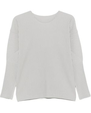 Homme Plissé Issey Miyake Long-Sleeve Pleated T-Shirt - White