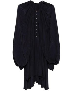 Lanvin Pleated Button-Front Mini Dress - Blue