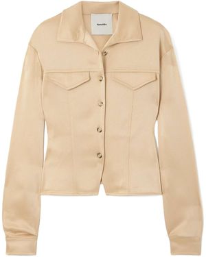 Nanushka Gitta Satin Shirt - Natural