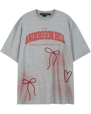 ANDERSSON BELL Ribbon Embroidery Printed T-Shirt - Grey