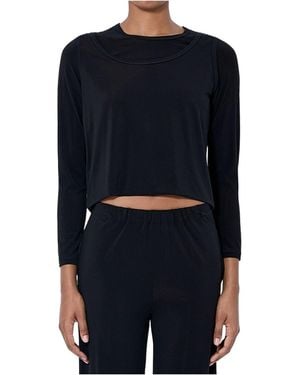 Issey Miyake Long Sleeve Cropped Top - Blue