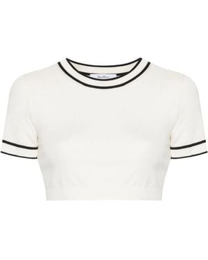Max Mara Uscio Crewneck Cropped Top - White