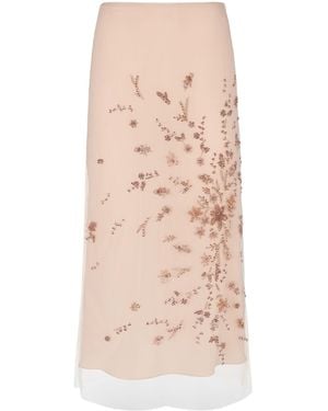 Fendi Floral Embellished Midi Skirt - Pink