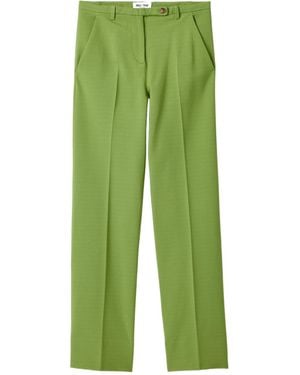 Miu Miu Straight-Leg Pleated Pants - Green