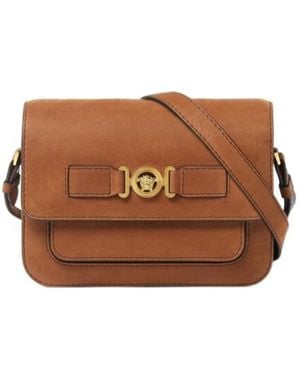 Versace Medusa Biggie Leather Shoulder Bag - Brown