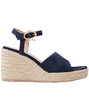 Gianvito Rossi Suede Espadrille Wedge Sandals - Blue