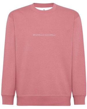 Brunello Cucinelli Logo-Embroidered Sweatshirt - Pink