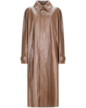 Jil Sander Buttoned-Up Leather Coat - Brown