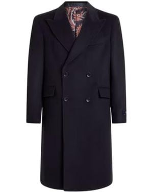 Etro Double-Breasted Cashmere Coat - Blue