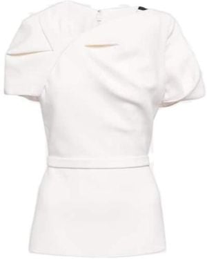 Safiyaa Peplum Crêpe Top - White