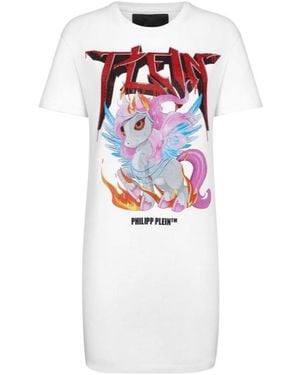 Philipp Plein Logo Details T-Shirt Dress - White