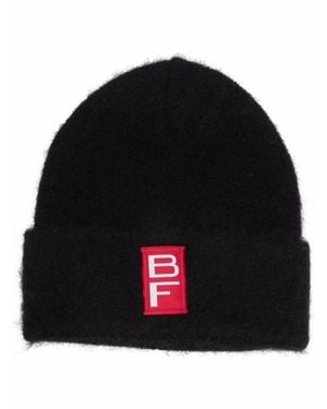 BY FAR Logo Patch Knit Beanie - Black