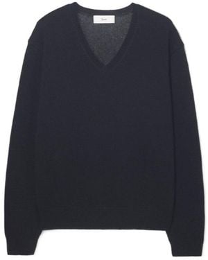 DUNST Cashmere V-Neck Knitted Jumper - Blue
