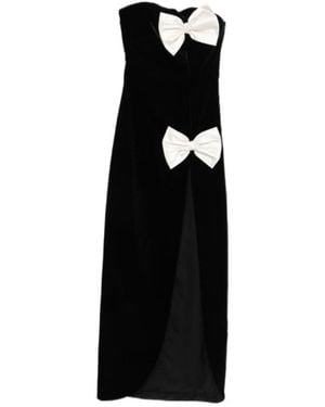Alessandra Rich Bow Detail Velvet Dress - Black