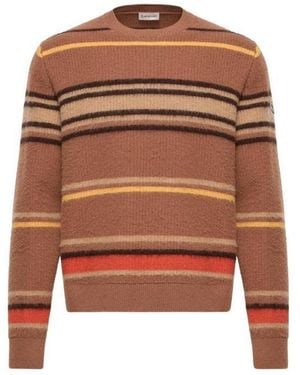 Moncler Striped Wool Sweater - Brown