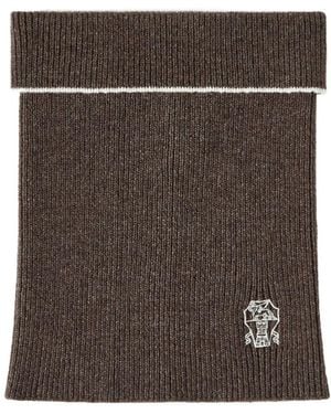Brunello Cucinelli Ribbed Logo-Embroidered Neck Warmer - Brown